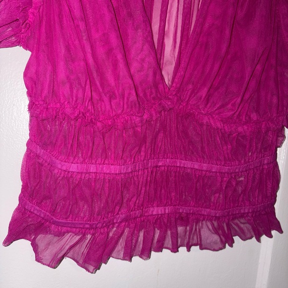 Free People Fuchsia Ruffle Top - Picture 3 of 4
